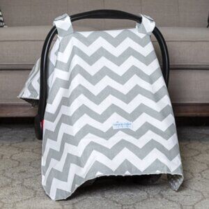 Car Seat Canopy LIKE NEW black/white printed minky fabric canopy only